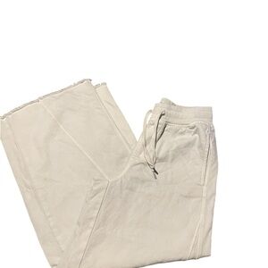aerie Wide Leg Cream Drawstring Pants